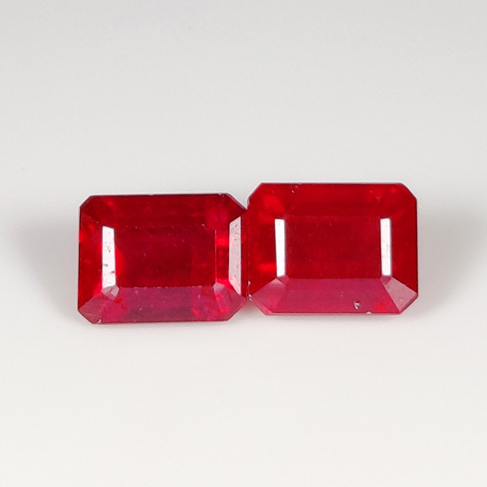 5.53 Ct Natural Pinkish Red Ruby Octagon Cut Pair (1 of 2)