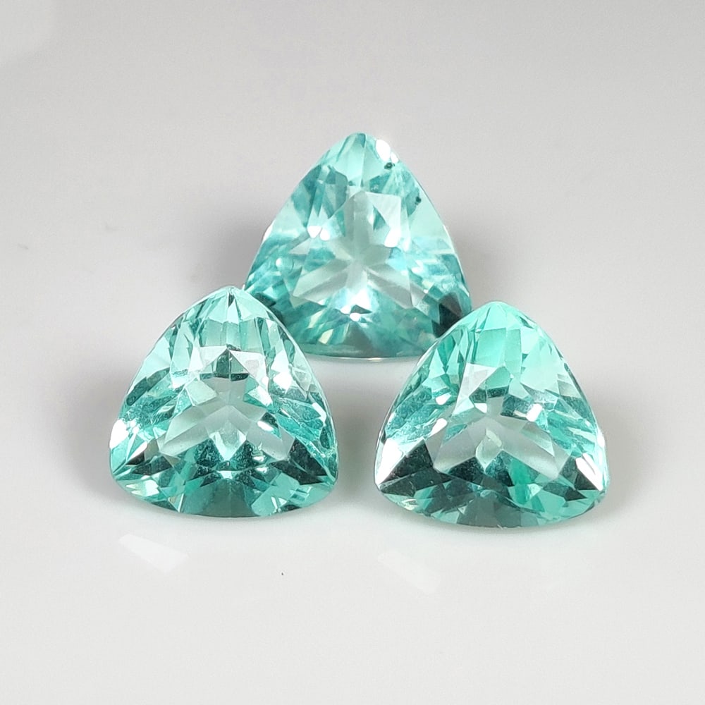 9.41 Ct Natural Green Flourite Trillion Cut Set (1 of 2)