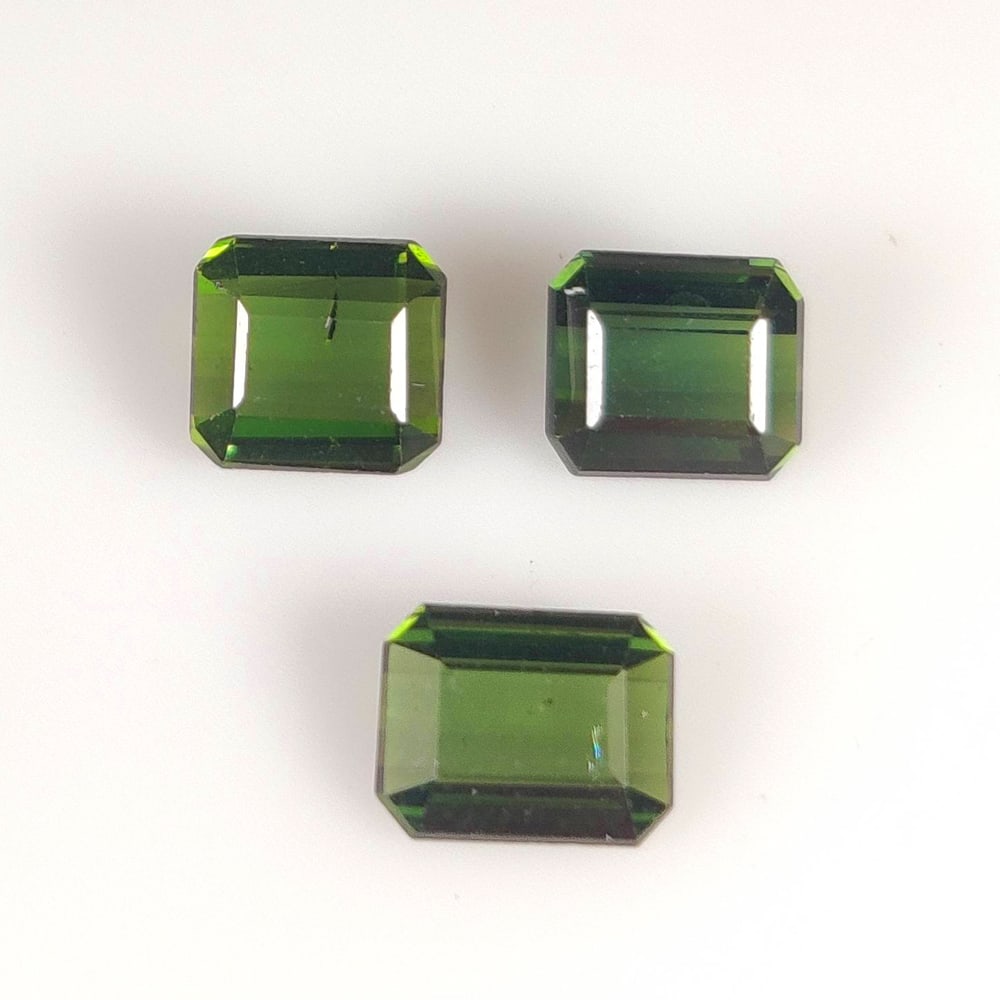 3.92 Ct Natural Green Tourmaline Octagon Cut Set (1 of 3)