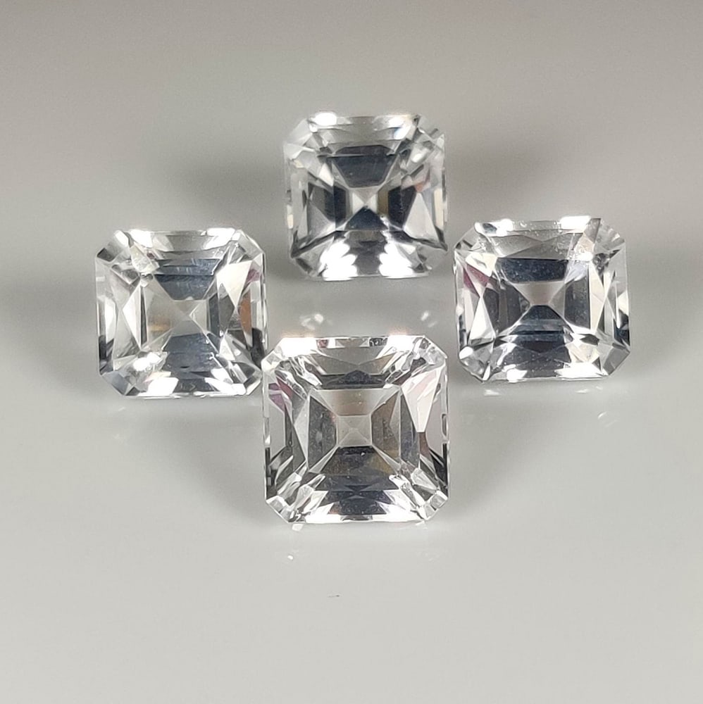 13.46 Ct Natural Goshnite Square Octagon Cut Set: Weight - 13.46 Ct / Dimensions - 8.5x8.3 - 8.7x8.7 mm / 4 PC's / Shape - Square Octagon Cut / Color - White / Clarity - VVS / Origin - Turkey / Treatment - None
