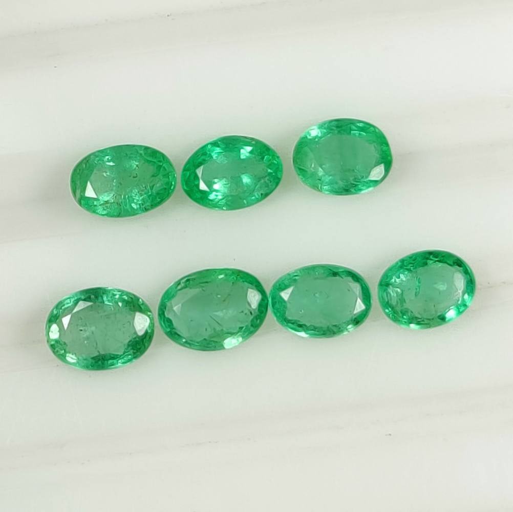 3.21 Ct Natural Zambian Green Emerald Oval Cut Set (1 of 3)