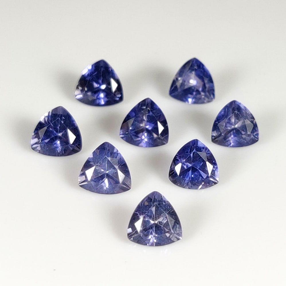 3.04 Ct Natural Iolite Trillion Cut Set (1 of 2)