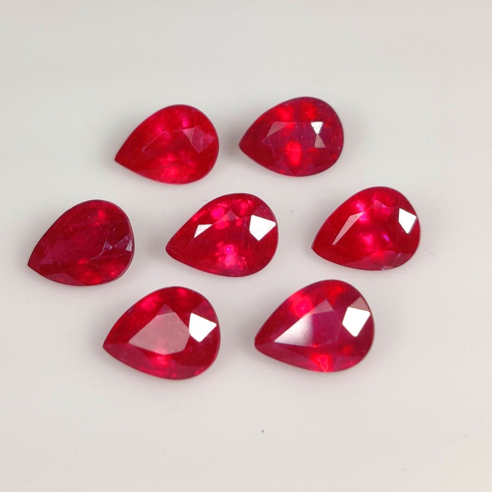 11.50 Ct Natural Pinkish Red Ruby Pear Cut Necklace Set (1 of 4)