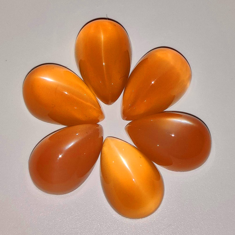 22.11 Ct Natural Orange Moonstone Pear Cab Set (1 of 2)