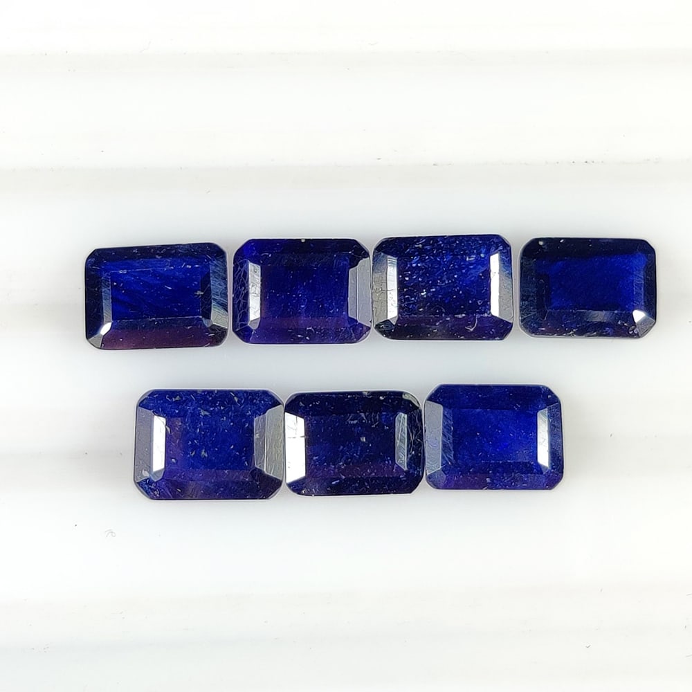 12.77 Ct Natural Blue Sapphire Octagon Cut Set: Weight - 12.77 Ct / Dimensions- 8.0x6.0 - 8.1x6.1 mm / 7 Pc's / Shape - Octagon Cut / Clarity - Opaque / Origin - Sri Lanka / Treatment - Diffused