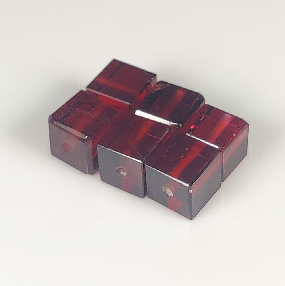 13.60 Ct Natural Almandite Garnet Square Cube Cut Set: Weight - 13.60 Ct / Dimensions - 4.70 - 5.00 mm / 6 Pc's / Shape - Square Cube Cut / Clarity - VVS / Origin - Nigeria / Treatment - None