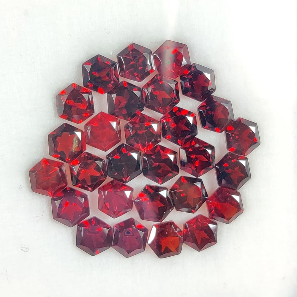 28.42 Ct Natural Almandite Garnet Hexagon Cut Set (1 of 4)