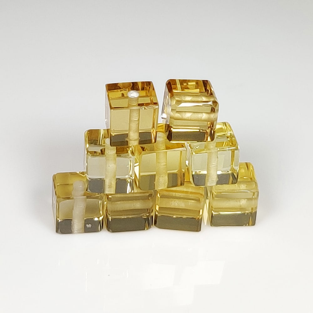 14.09 Ct Natural Yellow Citrine Square Cube Cut Set (1 of 3)