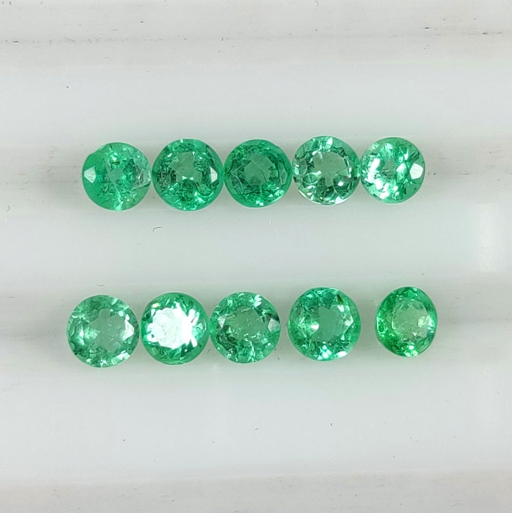 2.51 Ct Natural Zambian Green Emerald Round Cut Set (1 of 2)