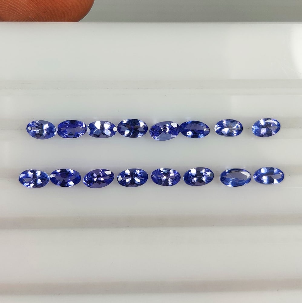 3.66 Ct Natural Tanzanite Oval Cut Set (1 of 3)