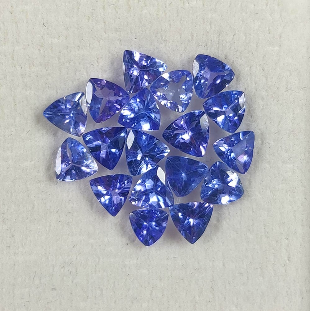 4.22 Ct Natural Tanzanite Trillion Cut Set (1 of 2)