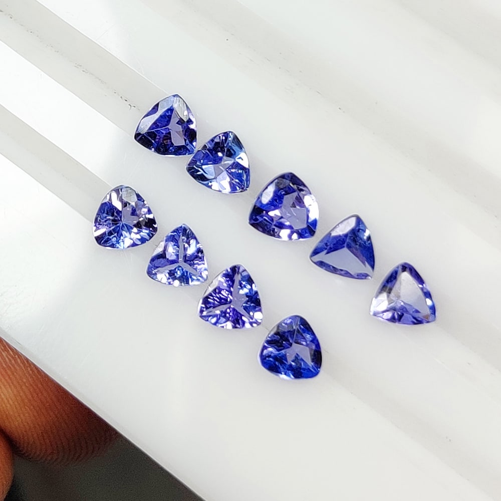 2.21 Ct Natural Tanzanite Trillion Cut Set (1 of 3)