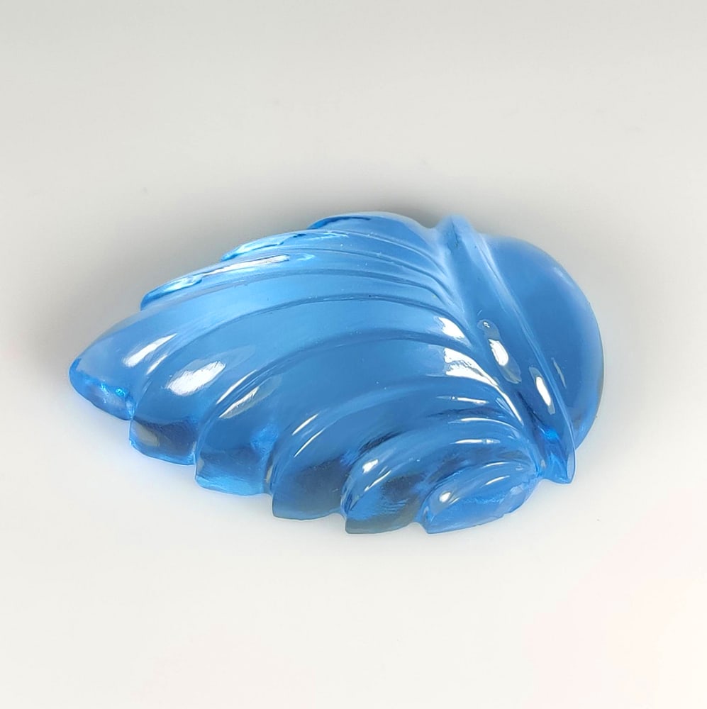 54.42 Ct Natural Blue Topaz Fancy Leaf Carving (1 of 2)