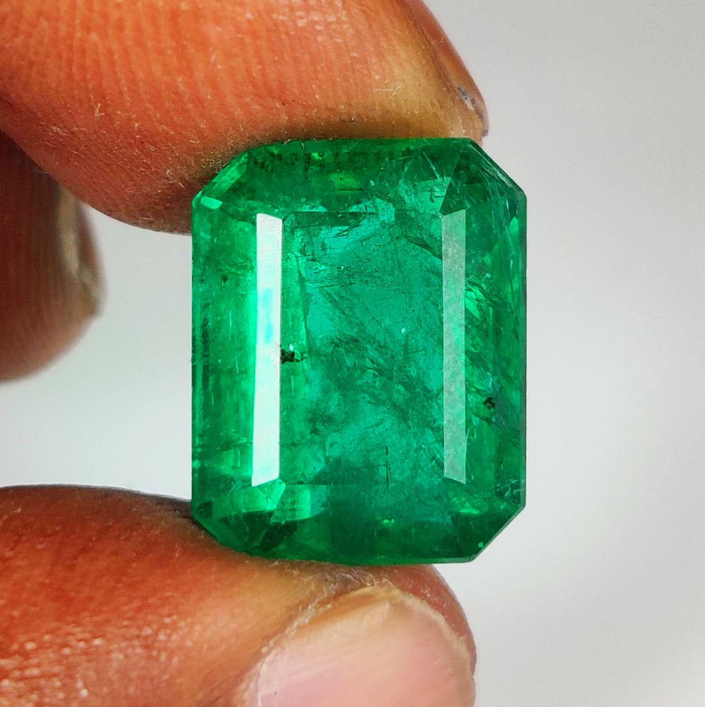 9.45 Ct Natural Zambian Green Emerald Octagon Cut (1 of 3)
