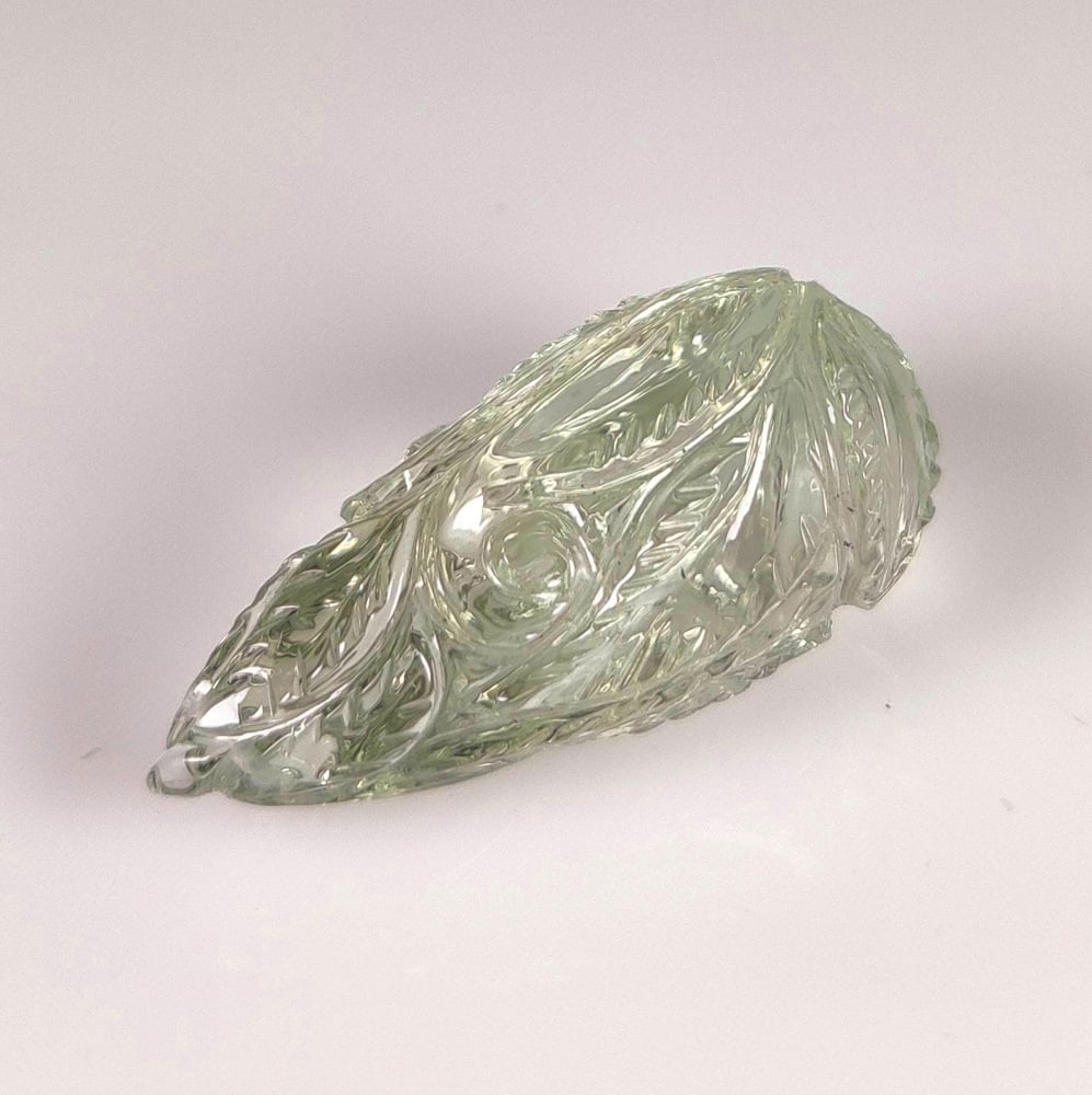 14.68 Ct Natural Green Amethyst Fancy Pear Carving (1 of 2)