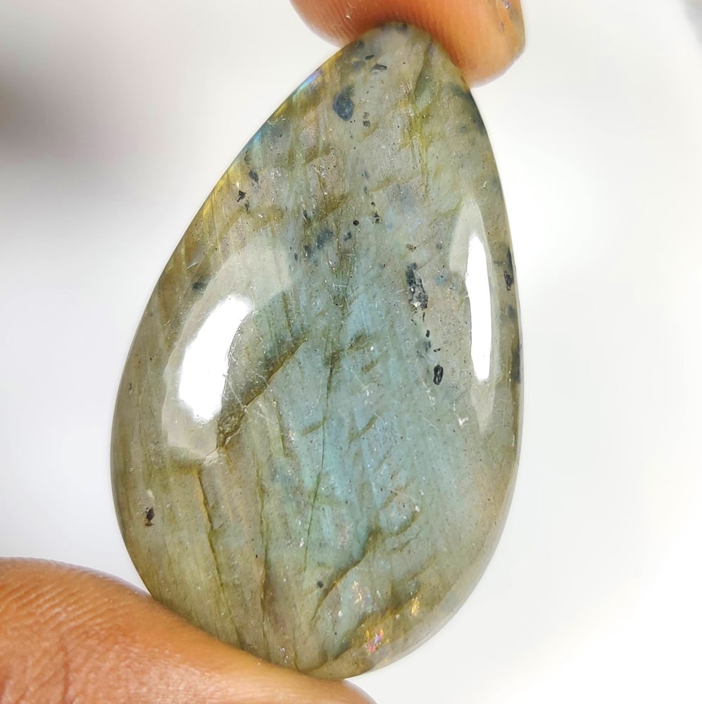 71.20 Ct Natural Blue Shaded Labradorite Pear Cab (1 of 2)