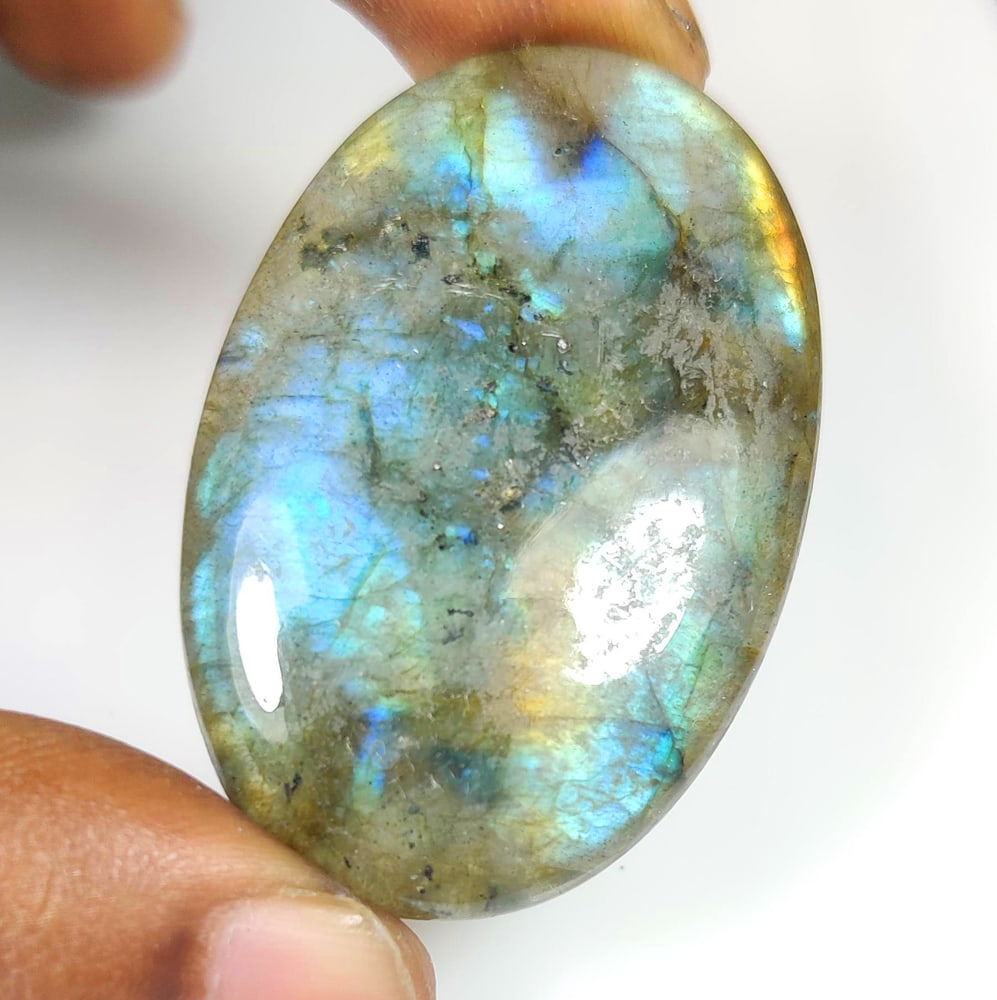 97.63 Ct Natural Blue Shaded Labradorite OVal Cab (1 of 2)