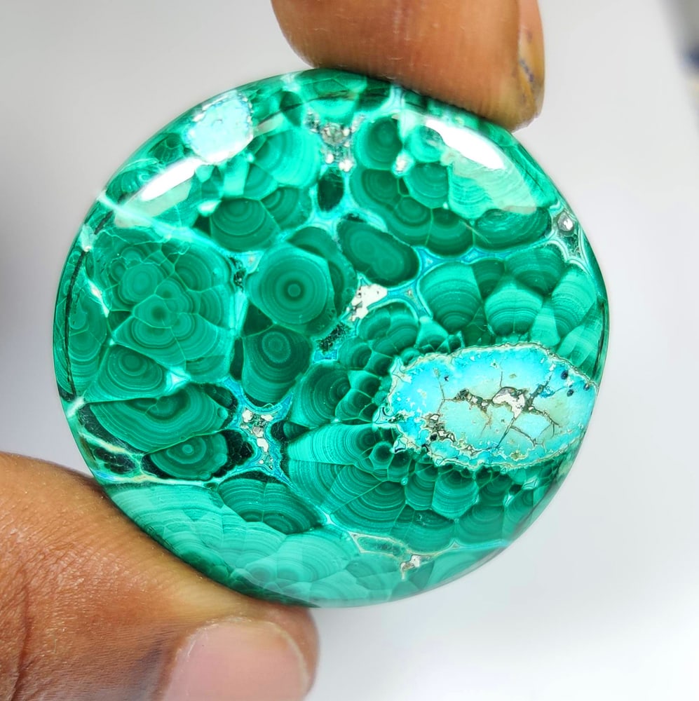 81.99 Ct Natural Green Malachite Round Cab (1 of 2)