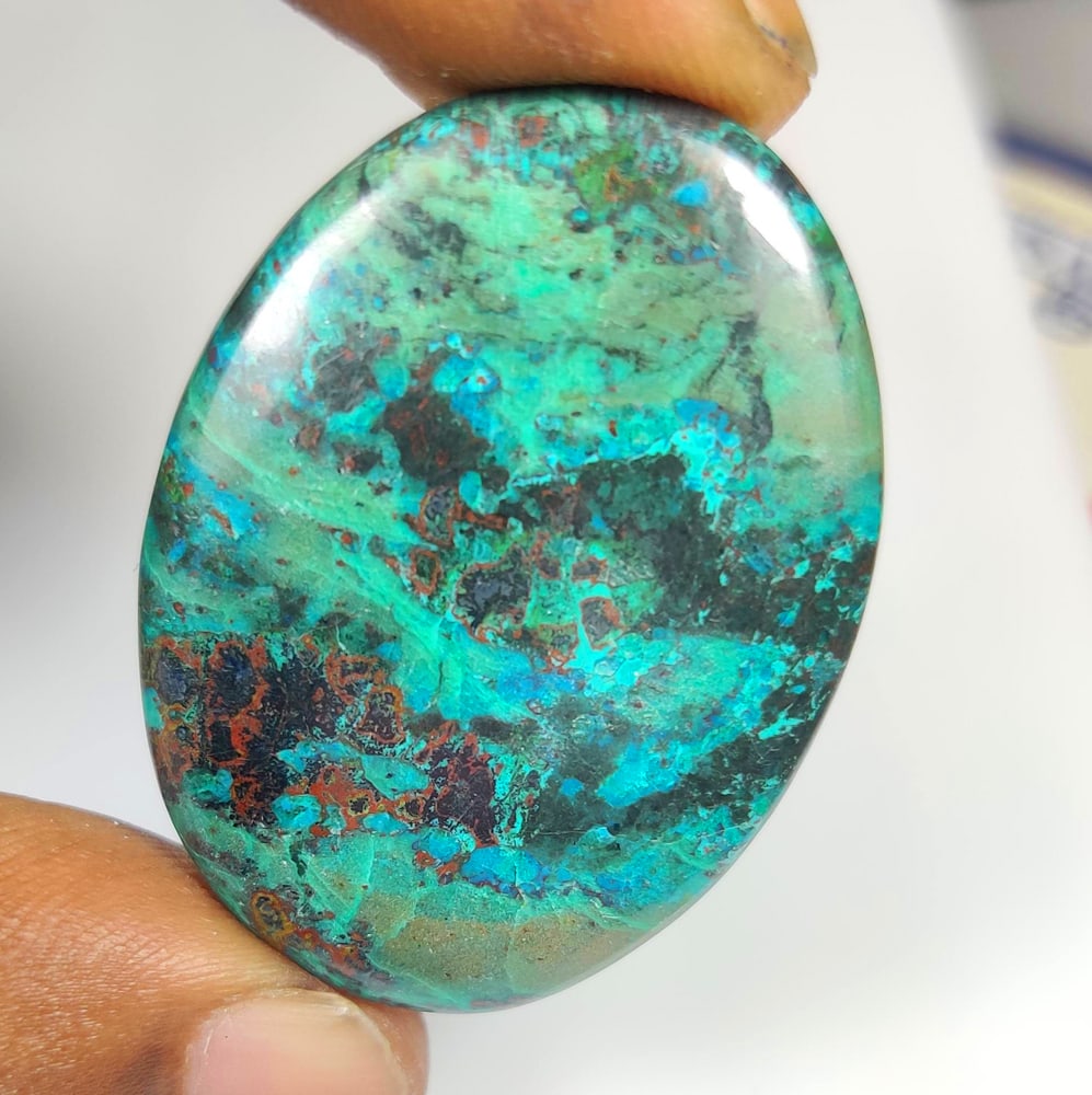 44.37 Ct Natural Chrysocolla Oval Cab (1 of 2)