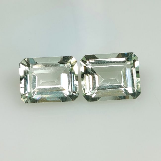6.80 Ct Natural Green Amethyst OCtagon Cut Pair (1 of 2)