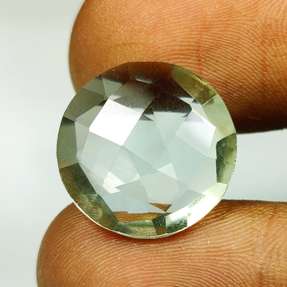 9.52 Ct Natural Green Amethyst Round Checkerboard Cut (1 of 2)