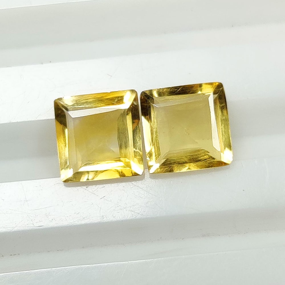 2.23 Ct Natural Yellow Citrine Square Pair (1 of 2)