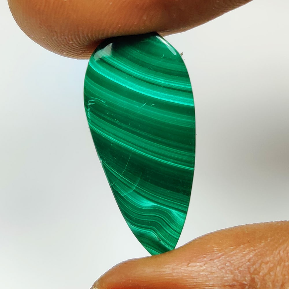 12.79 Ct Natural Green Malachite Pear Cab (1 of 2)