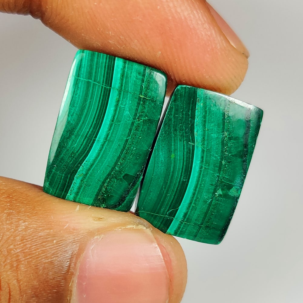28.50 Ct Natural Green Malachite Octagon Cab Pair (1 of 2)