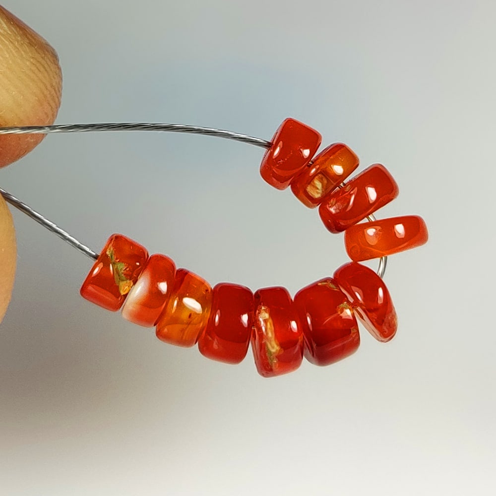 5.06 Ct Natural Orange Carnelian Round Beads: Weight - 5.06 Ct / Dimensions - 4.20 - 5.40 mm / 11 Pc's / Shape & Cut - Round Beads / Transparency - Semi - Opaque / Origin - Brazil
