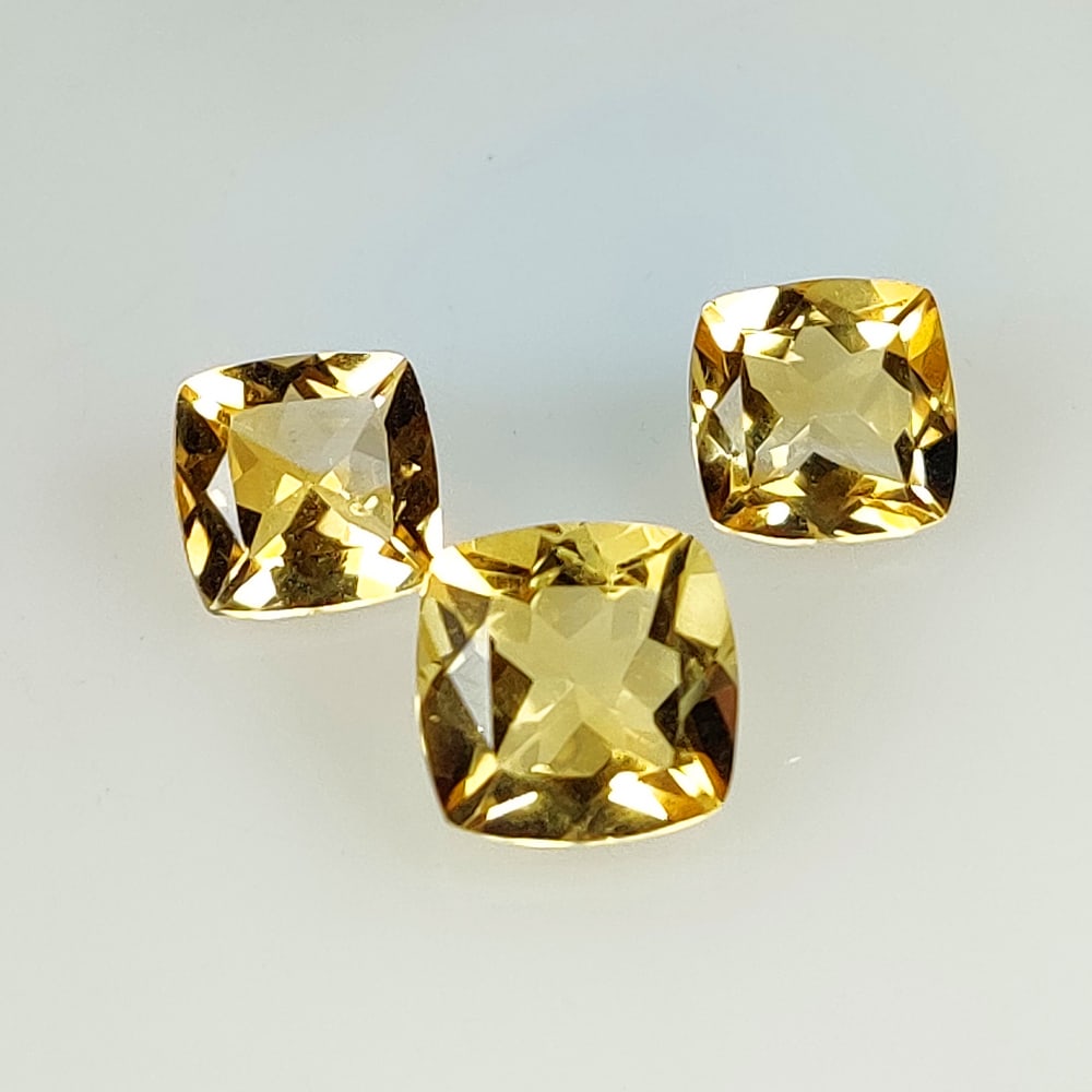 4.88 Ct Natural Yellow Citrine Cushion Cut Set (1 of 3)