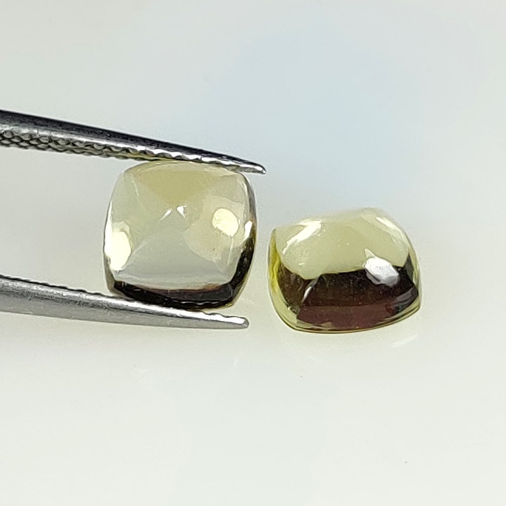 3.42 Ct Natural Lemon Quartz Cushion Cab Pair: Weight - 3.42 Ct / Dimensions - 7.20 x 7.20 x 5.40 mm / 2 Pc's / Shape - Cushion Cab / Clarity - Transparent / Origin - Brazil / Treatment - Heated