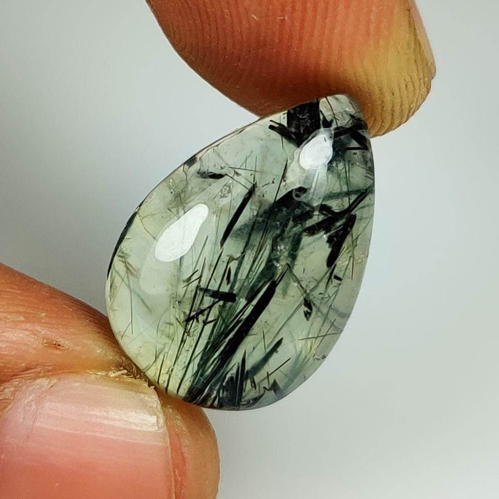 14.20 Ct Natural Green Rutile Prehnite Pear Cab (1 of 2)