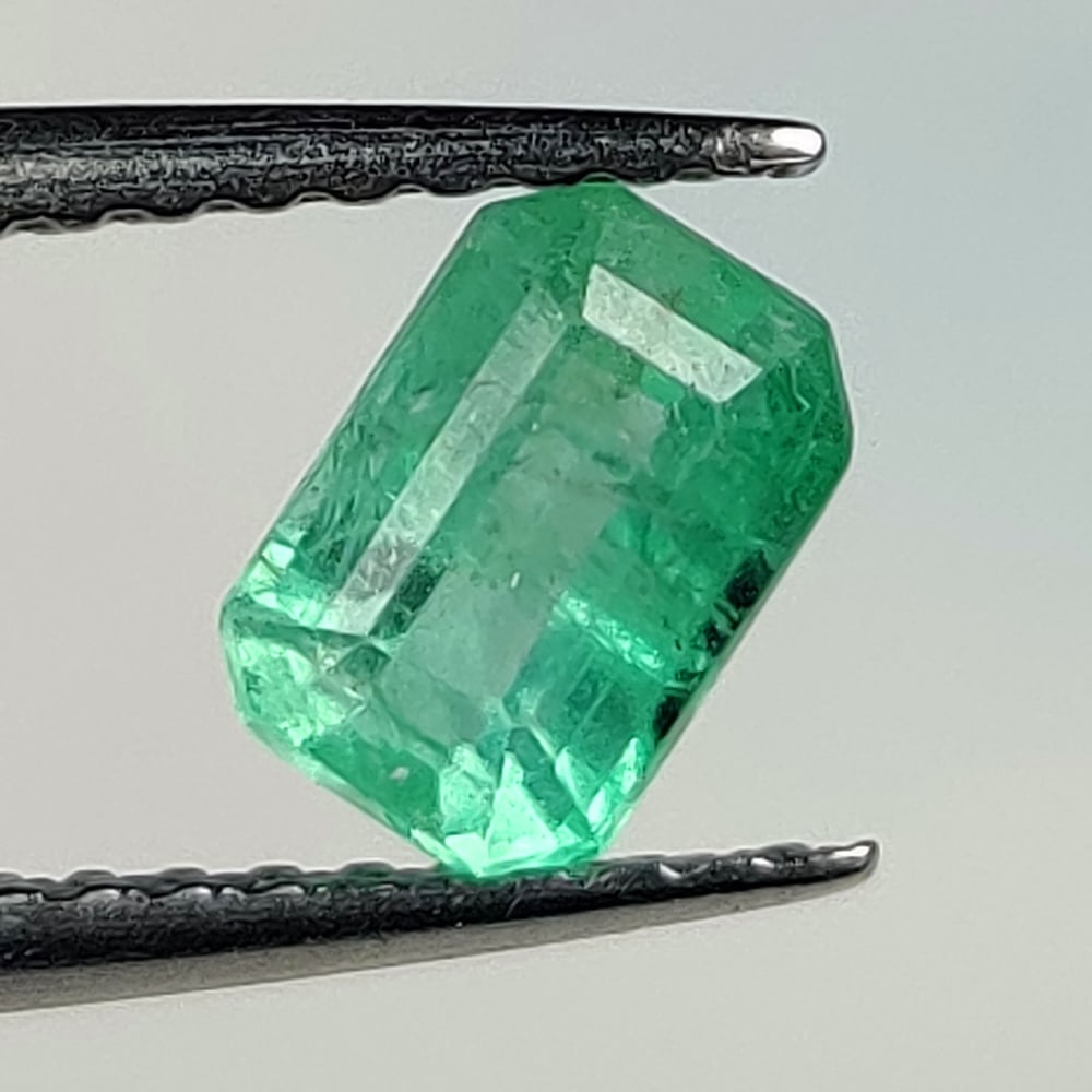 0.68 Ct Natural Zambian Green Emerald Octagon Cut (1 of 2)