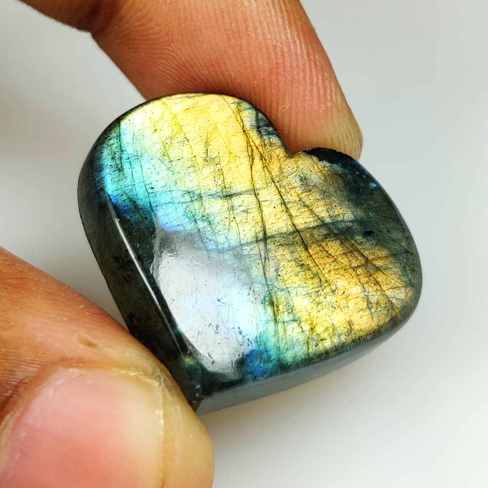 38.75 Ct Natural Top Flashing Labradorite Heart Cab (1 of 2)