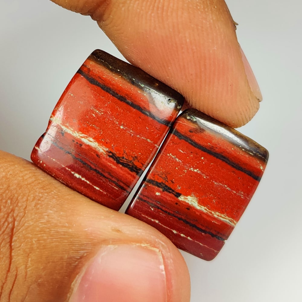 29.68 Ct Natural Red Jasper Cushion Cab Pair (1 of 2)