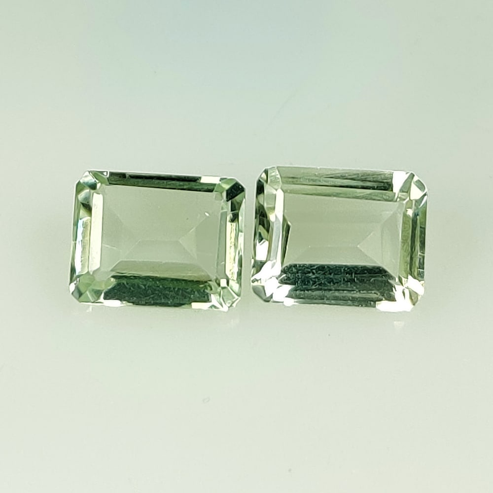 4.15 Ct Natural Green Amethyst Emerald Cut Pair (1 of 2)