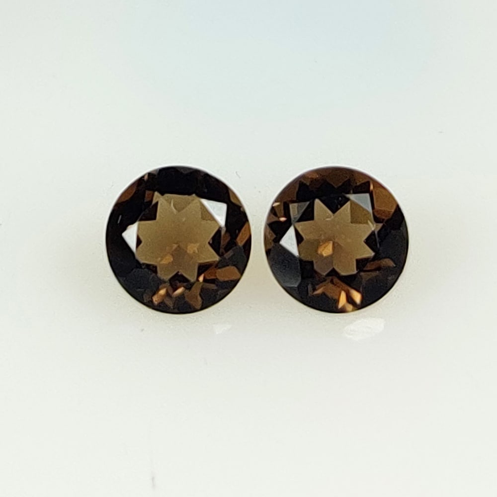 1.32 Ct Natural Choco Smoky Quartz Round Cut Pair: Weight - 1.32 Ct / Dimensions - 6.00 x 6.00 x 3.60 mm / 2 Pc's / Top Class Quality / Round Cut / Origin - India / Treatment - None