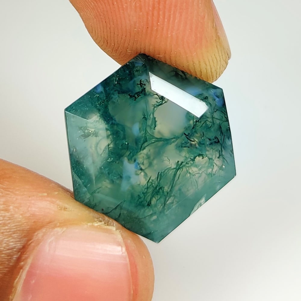 14.48 Ct Natural Moss Agate Hexagon Cut (1 of 2)