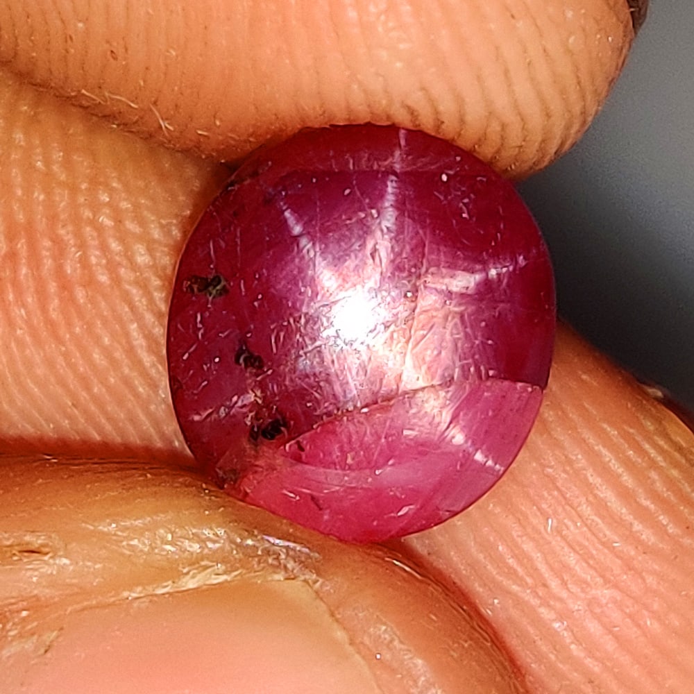 5.38 Ct Natural Unheated Six Line Star Ruby Oval Cab (1 of 2)