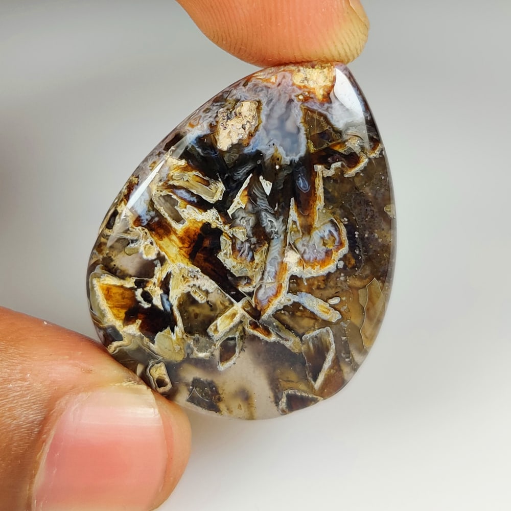 40.64 Ct Natural Turkish Stick Agate Pear Cab (1 of 2)