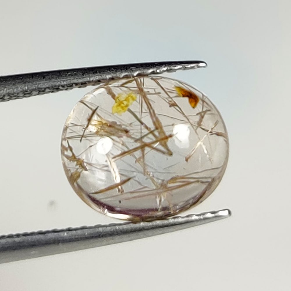 3.19 Ct Natural Rutile Quartz Oval Cab: Weight - 3.19 Ct / Dimensions - 10.10 x 8.60 x 5.10 mm / Shape & Cut - Oval Cab / Transparency - Transaprent / Origin - India / Comments - None