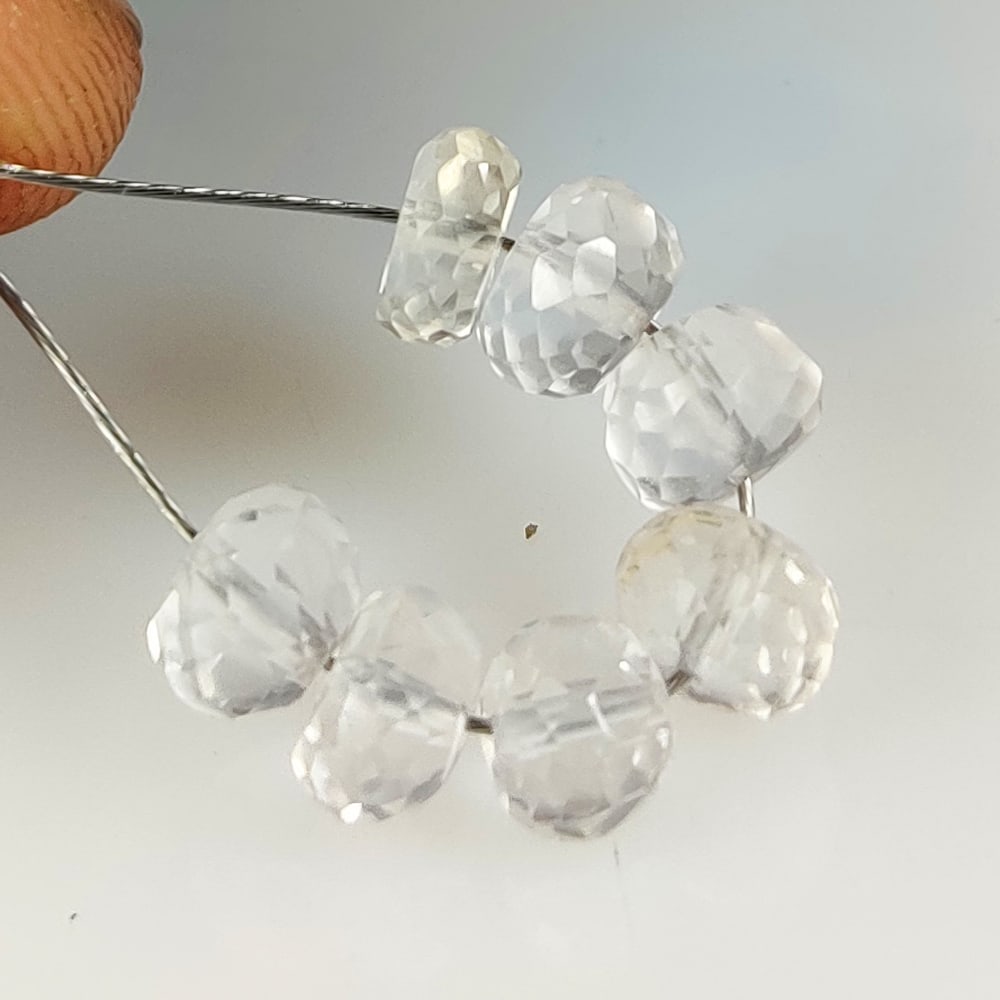 10.38 Ct Natural Colorless Quartz Round Beads: Weight - 10.38 Ct / Dimensions - 6.10 - 6.70 mm / 7 Pc's / Shape & Cut - Round Beads / Color - White / Transparency - VVS / Origin - Brazil / Comments - None