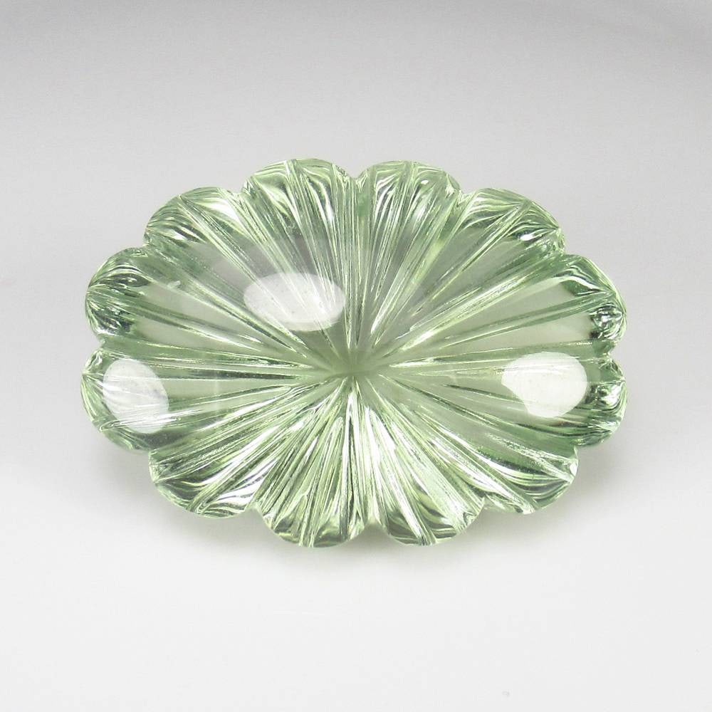 51.53 Ct Natural "Prasiolite" Green Amethyst Oval Carving (1 of 2)