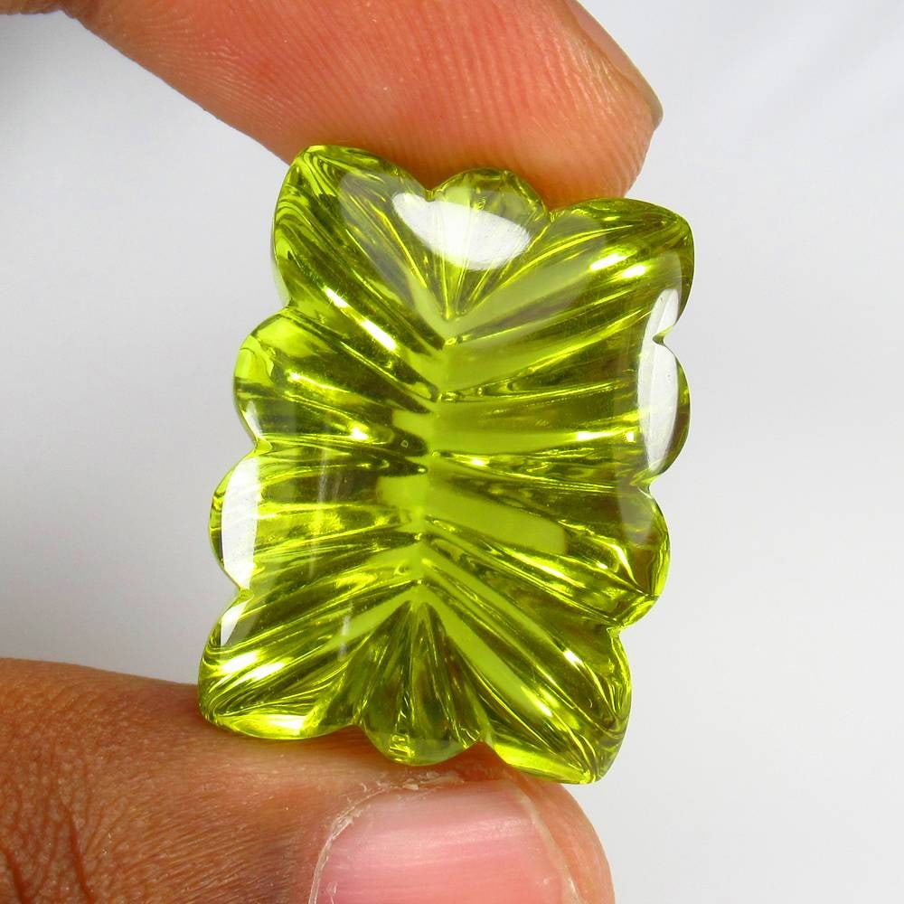 44.49 Ct Natural Lemon Quartz Fancy Flower Carving (1 of 3)