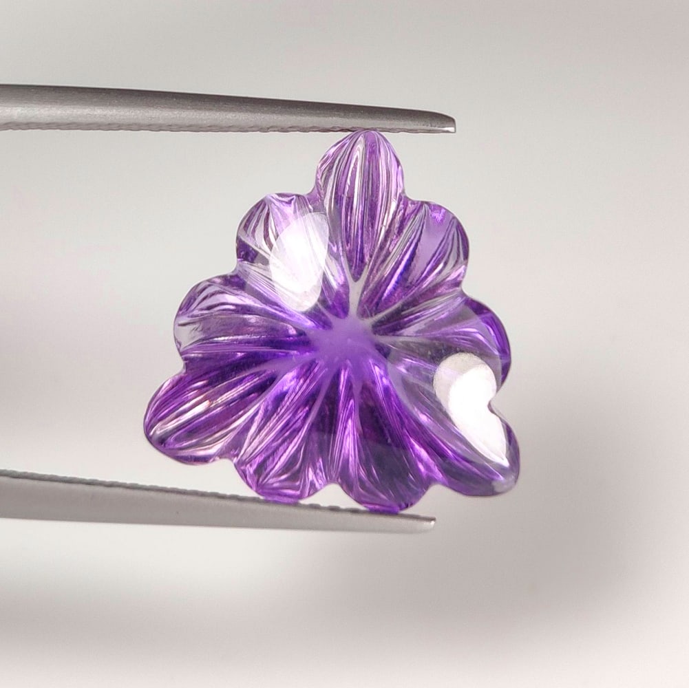 13.04 Ct Natural Purple Amethyst Fancy Carving: Weight - 13.04 Ct / Size - 16.00 x 16.00 x 11.00 mm / Shape - Fancy Carving / Color - Purple / Clarity - VVS / Origin -Brazil / Treatment - Heated