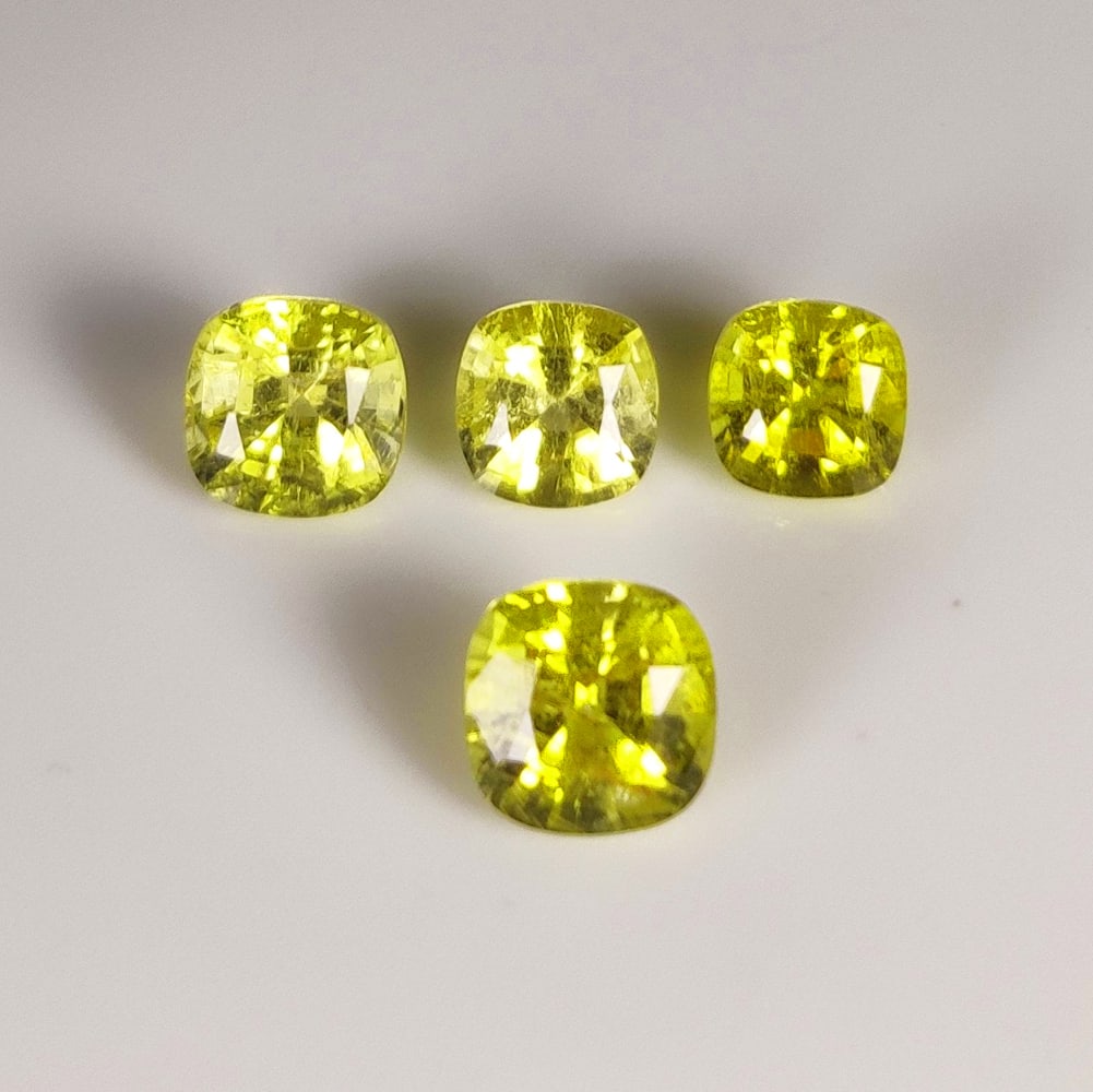 3.70 Ct Natural Canary Tourmaline Cushion Cut Set (1 of 3)