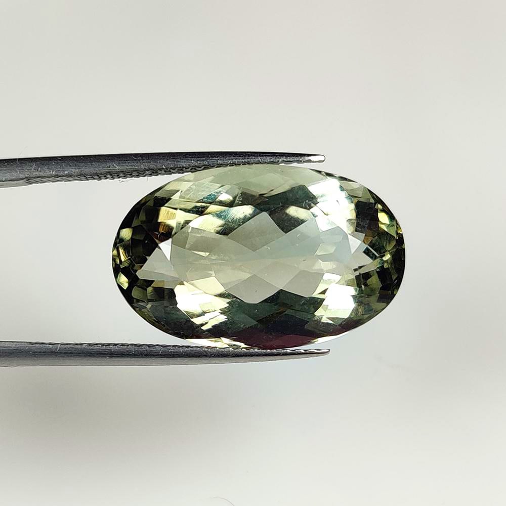 13.75 Ct Natural "Prasiolite" (Green Amethyst)Oval Mixed Cut (1 of 2)