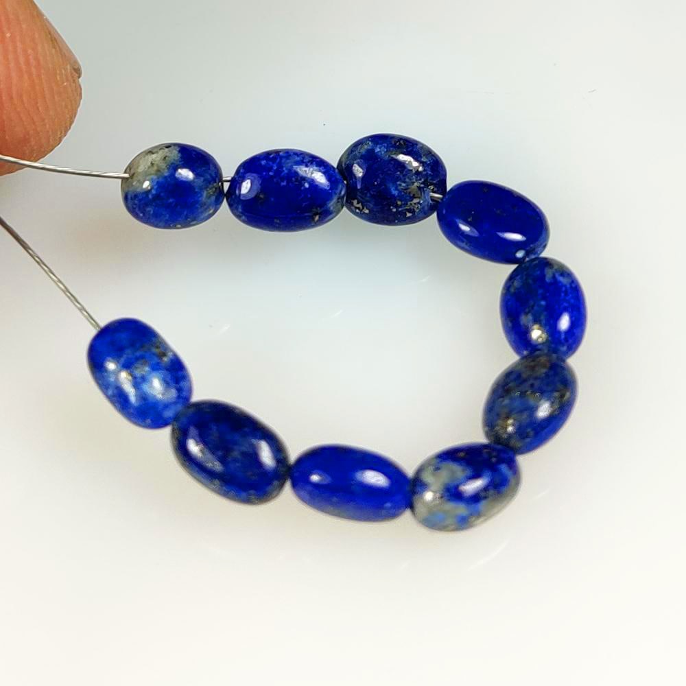 8.32 Ct Natural Blue Lapis Lazuli Dumble Beads: Weight - 8.32 Ct / Dimensions - 5.70 x 4.70 - 6.40 x 5.30 mm / 10 Pc's / Shape - Dumble Beads / Clarity - Opaque / Origin - Afghanisthan / Treatment - None