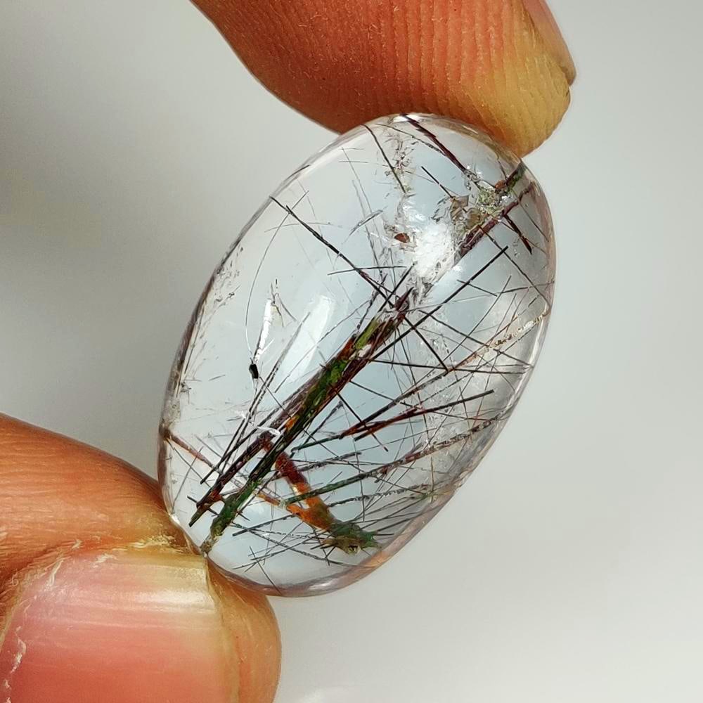 22.63 Ct Natural Rutile Quartz Oval Cab: Weight - 22.63 Ct / Dimensions - 25.00 x 14.80 x 9.20 mm / Shape & Cut - Oval Cab / Transparency - Transaprent / Origin - India / Comments - None