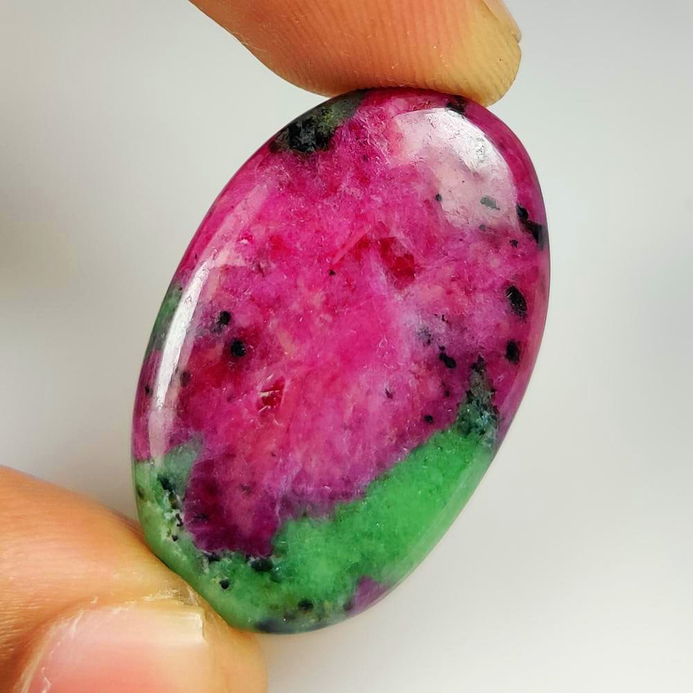 37.69 Ct Natural Ruby-Zoisite Oval Cab (1 of 2)